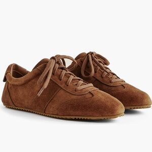 Reformation Terra Rum Brown Tan Suede Sneakers Low Profile Womens Size 8